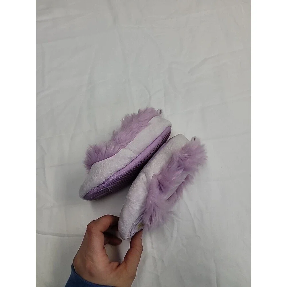 Disney Princess Toddler Girl Snow White Mulan Cozy Faux Fur Slippers 7/8‎ Purple